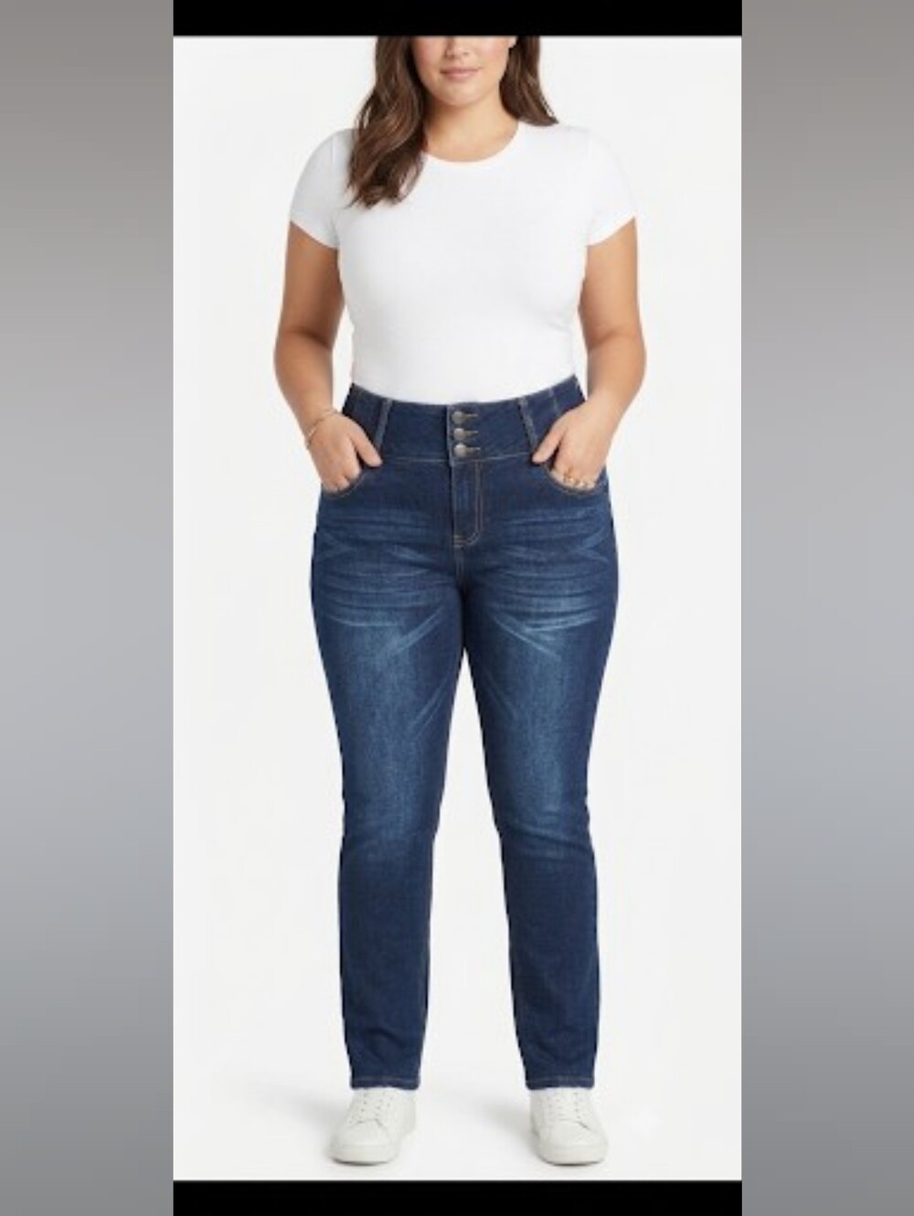 High-Rise Stretch Jeans in Deep Indigo